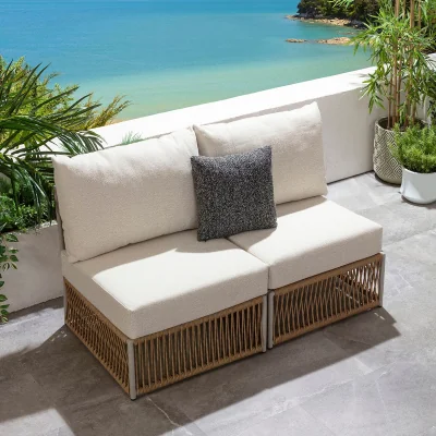 Quatropi Modular Outdoor Garden Sofa Set Aluminium Neutral Beige 140cm