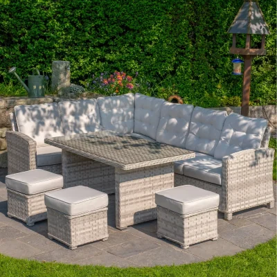 The Range Abrihome Outdoor 8-seater Garden Corner Sofa Set - White