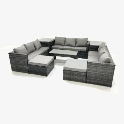 The Range Fimous Outdoor Garden Furniture Set 8-Piece Rattan Lounge Set Dark Grey Mixed - Dark Grey Mixed
