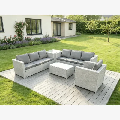 The Range Light Grey Outdoor Rattan Garden Furniture Set Corner Sofa Sets - Light Grey Mixed