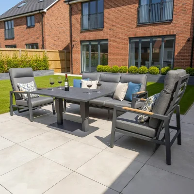 The Range Albany Aluminium Garden Lounge Sofa Set with Height Adjustable Table - Grey