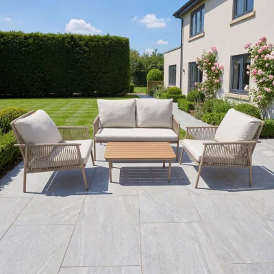 The Range Verano Outdoor Rope Conversation Set - Cream & Beige