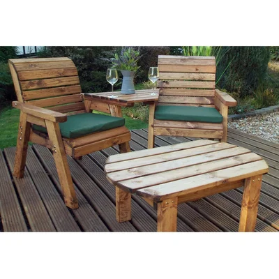 The Range Charles Taylor Twin Companion Dining Set Angled with Seat Cushions - Green