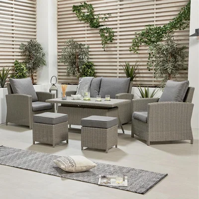The Range Barbados 2 Seater Lounge Set with Ceramic Top - Slate Grey