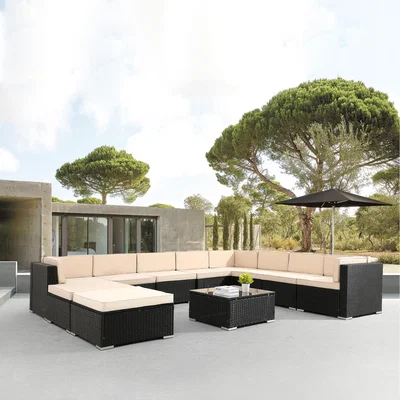 The Range Polyrattan garden set cannes - Black