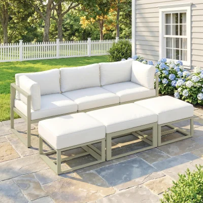 The Range Outsunny 6 Piece All-Aluminium Outdoor Sectional Sofa Set - Cream