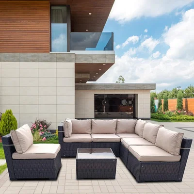 The Range Rattan Garden Mix Brown Modular Wiltshire 6 Seater Corner Sofa Set - Brown