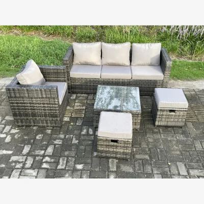 The Range Fimous 5-Piece Outdoor Rattan Sofa Set Dark Grey Mixed - Dark Grey Mixed