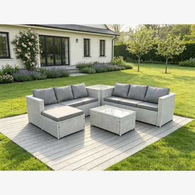 The Range Light Grey Outdoor Rattan Garden Furniture Set Lounge Sofa Set - Light Grey Mixed