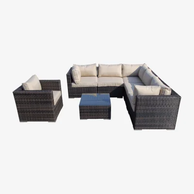 The Range 7 Piece Sectional Rattan Garden Sofa Set - Mix Brown