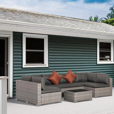 The Range 4 Pieces Patio PE Rattan Wicker Sofa Set - Grey