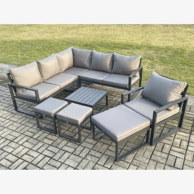 The Range Fimous 9-Seater Outdoor Aluminium Garden Lounge Set Dark Grey - Dark Grey