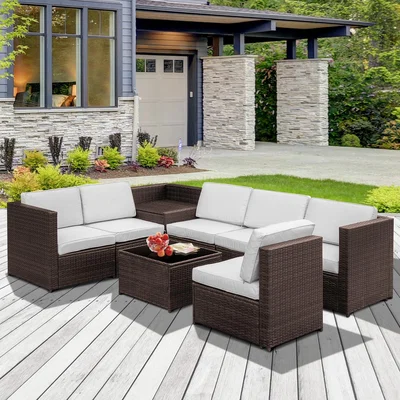 The Range Patio Rattan Seating Garden Furniture Set - Brown