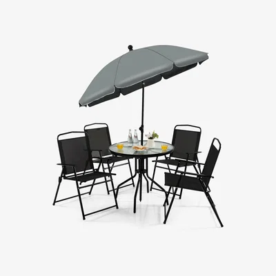 The Range 6 Pieces Patio Furniture Set Grey and Black - Black