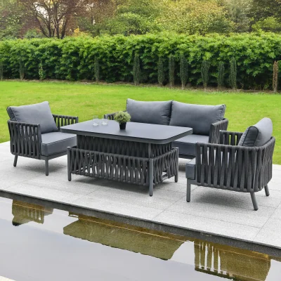 The Range Maldives Lounge Garden Sofa Set with Height Adjustable Table - Dark Grey