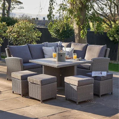 The Range Barbados Square Corner Set with Ceramic Top - Slate Grey