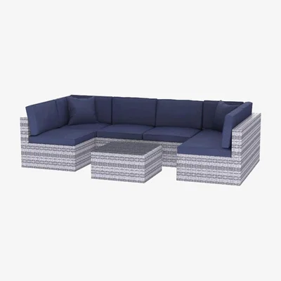 The Range Outdoor Garden Rattan Furniture Set 4 Styles - Grey / 6 Seater