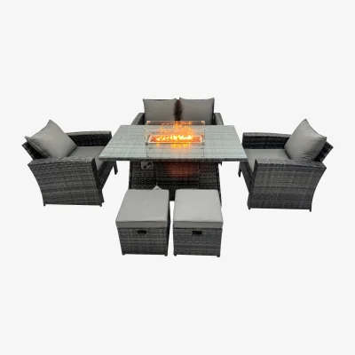 The Range Rattan Outdoor Furniture Two Seater Love Sofa Sets Footstools 6 Seater - Dark Grey Mixed