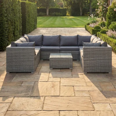 The Range Oliena 7 Piece Modular Rattan Small U-Shape Garden Furniture - Grey