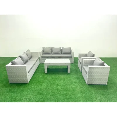 The Range Fimous Outdoor Rattan Garden Sofa Set 8-Seater Light Grey Mixed - Light Grey Mixed