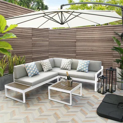 The Range Torrington Garden Lounge Corner Sofa Conversation Set - White - White / Conversation Set -  Right
