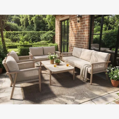 The Range Krystyna Garden Rattan Sofa Set with Coffee Table Beige - Beige