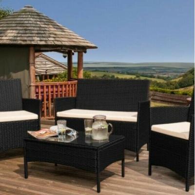 The Range 4 Piece Rattan Garden Furniture Set - Black