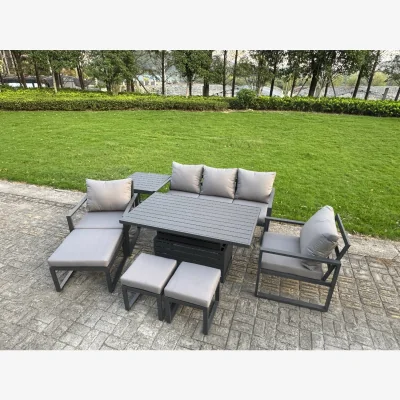 The Range Aluminium Garden Furniture Sets 8 Seater Sofa Set Adjustable Table 2 Chairs 3 Stools  Side Table