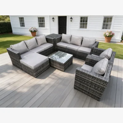The Range 9-Seater Indoor/Outdoor Rattan Sofa Set Dark Grey - Dark Grey Mixed
