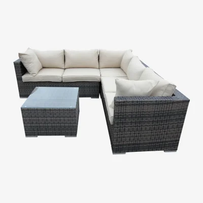 The Range 6 Piece Garden Furniture Modular Sofa Set - Mix Brown