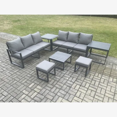 The Range Fimous Aluminium 7-Piece Garden Sofa Set with Cushions, 8 Seater, Dark Grey. - Dark Grey