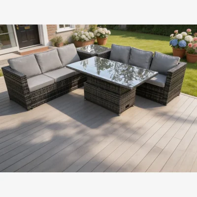 The Range 6 Seater¿Outdoor Rattan Sofa Set Rising Table Dark Grey Mixed - Dark Grey Mixed
