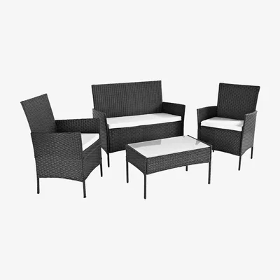 The Range Neo 4 Piece Rattan Outdoor Furniture Sofa Set - Black