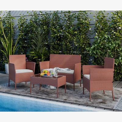 The Range Brown 4 PCS Rattan Garden Furniture Set - Brown 4pcs without cover / No Cover