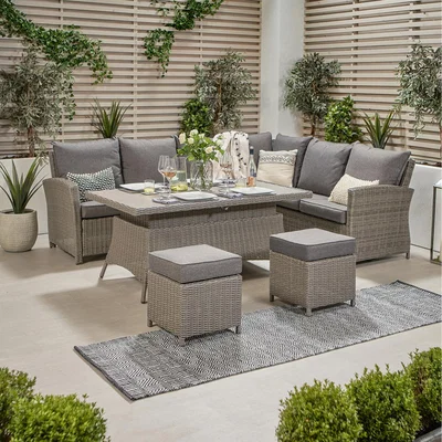 The Range Barbados Corner Set Long Left with Ceramic Top - Slate Grey
