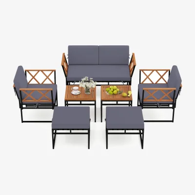 The Range 7 Pieces Outdoor Sectional Sofa Set - Grey