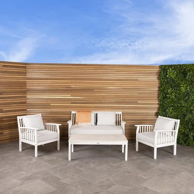 The Range FSC Acacia White Washed 4 Piece  Garden Outdoor Lounge Set - Natural