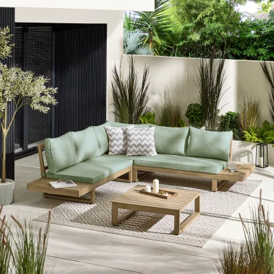 The Range Brisa Solid Wood 5 To 6 Seat Outdoor Sofa Set - Natural