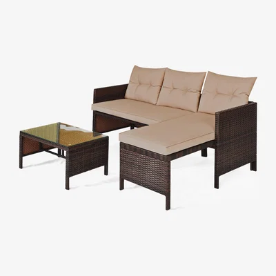 The Range 3 Piece Outdoor Conversation Furniture Set - Brown