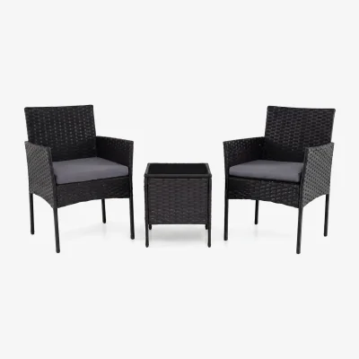 The Range 3 Piece Rattan Balcony Furniture Set - Grey