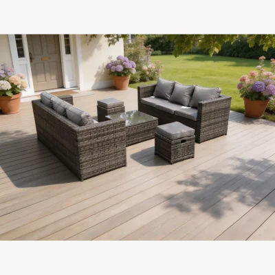The Range Dark Grey Rattan Garden Outdoor Sofa Set 8 Seater - Dark Grey Mixed
