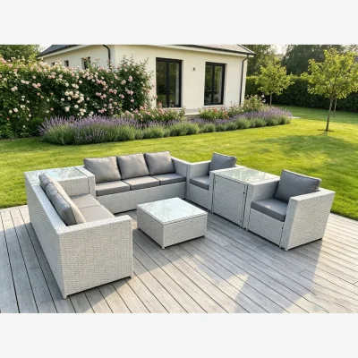 The Range Outdoor PE Rattan Garden Furniture Set Wicker Sofa Set - Light Grey Mixed