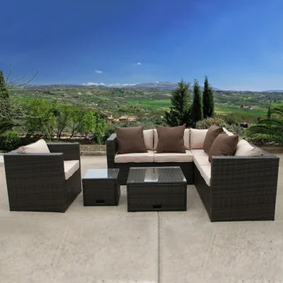 The Range Rattan Corner Modular Garden Set  - brown