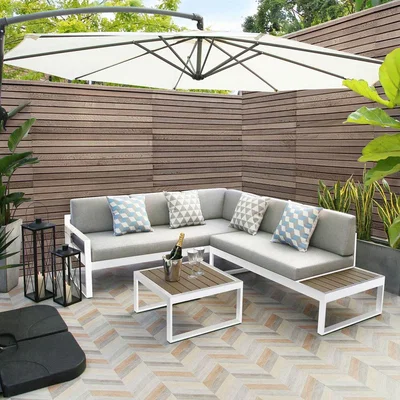 The Range Torrington Garden Lounge Corner Sofa Conversation Set - White - White / Conversation Set -  Left