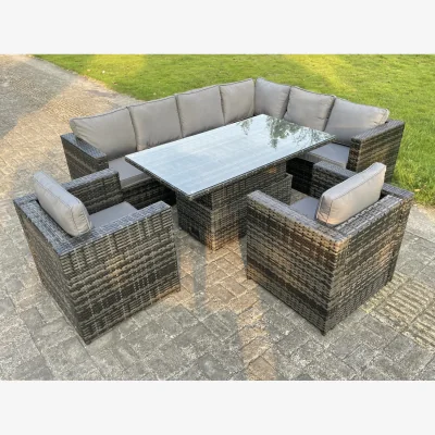 The Range Outdoor Rattan Sofa Set Rising Table 2 Chairs Right Corner