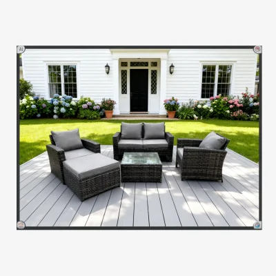 The Range 5 Seater High Back Rattan Sofa Set Garden Furniture Outdoor Patio - Dark Grey Mixed