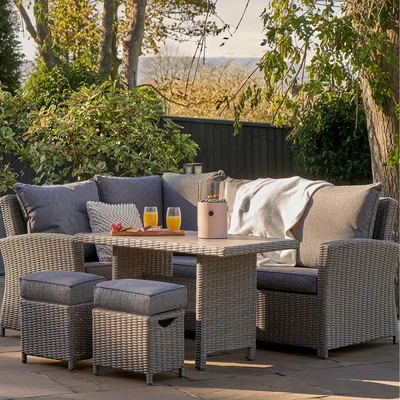 The Range Barbados Compact Corner Set with Ceramic Top - Slate Grey