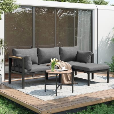 The Range Garden Corner Sofa Set with Coffee Table - Grey