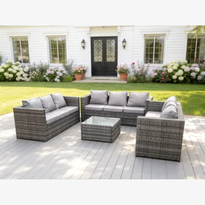 The Range Outdoor Rattan Garden Furniture Lounge Sofa Set - Dark Grey Mixed