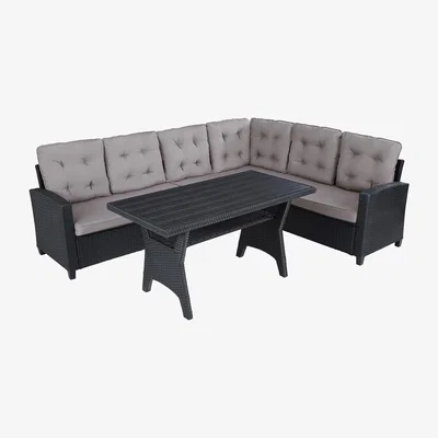 The Range Garden Dining Set Catania 6 Seats 1 Table - Black